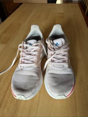 adidas Women's Light Pink Mesh Running Shoes with White Stripes